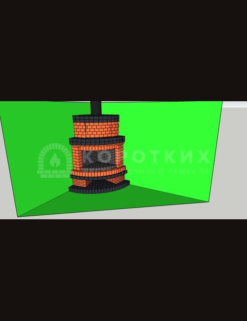 Камин из кирпича ручной формовки.